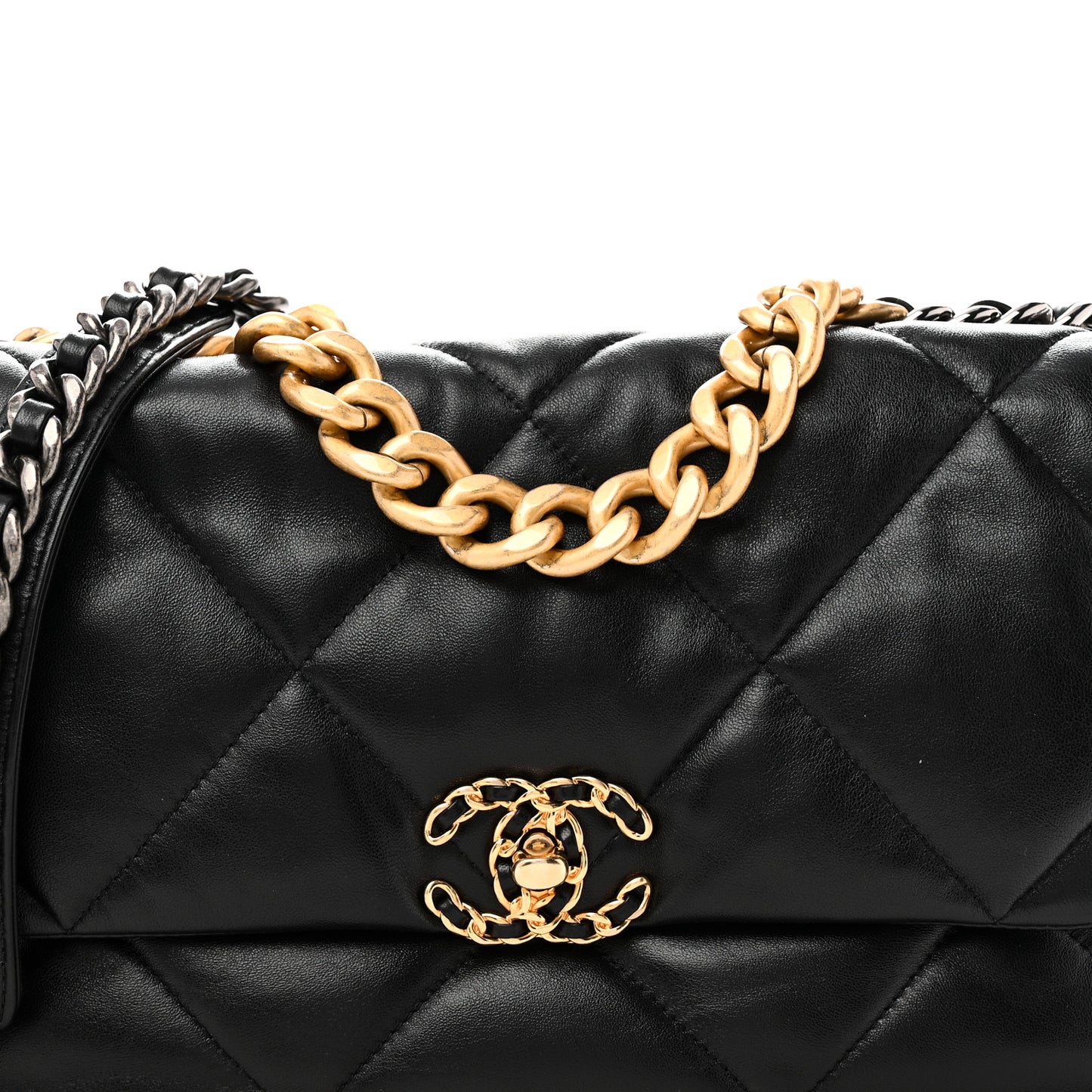 Lambskin Quilted Large Chanel 19 Flap Black