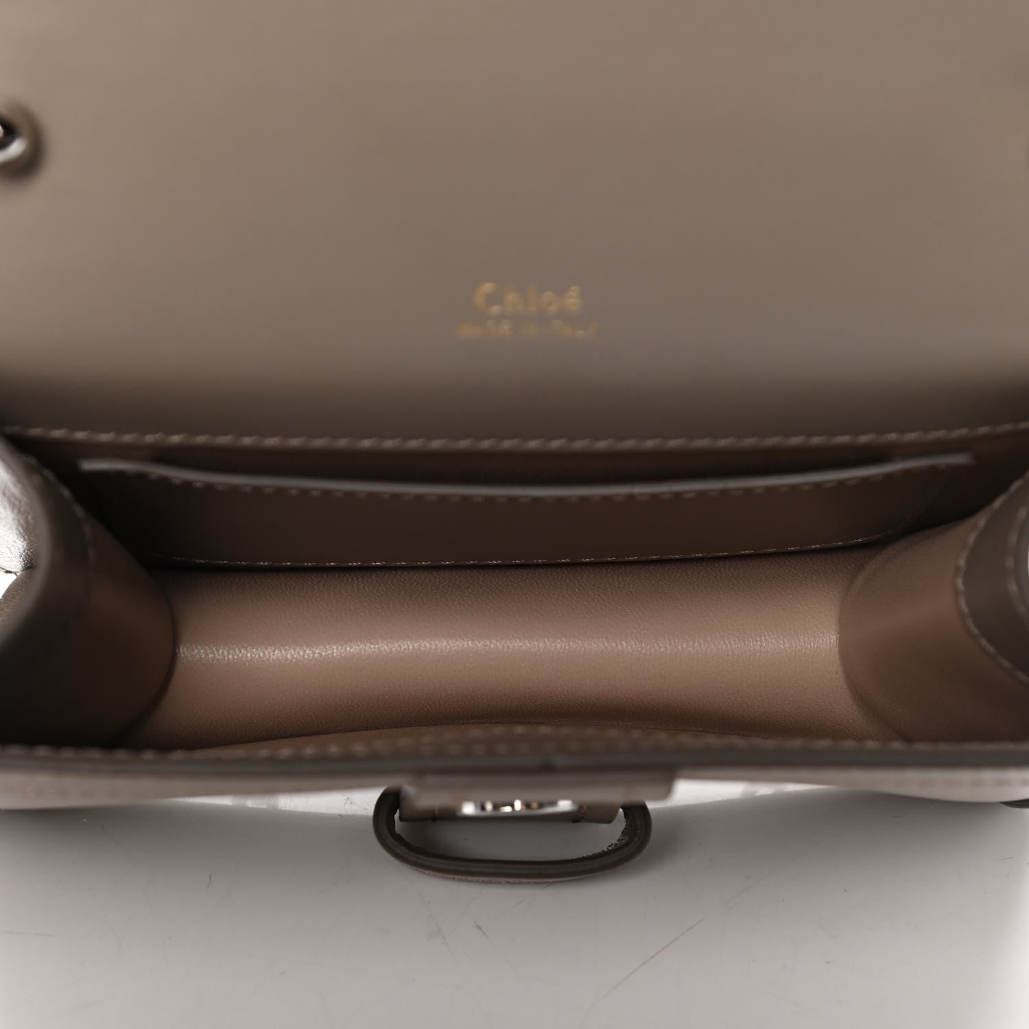 Chloe Shiny Goatskin Calfskin Aby Chain Shoulder Bag Motty Grey 5 of 7