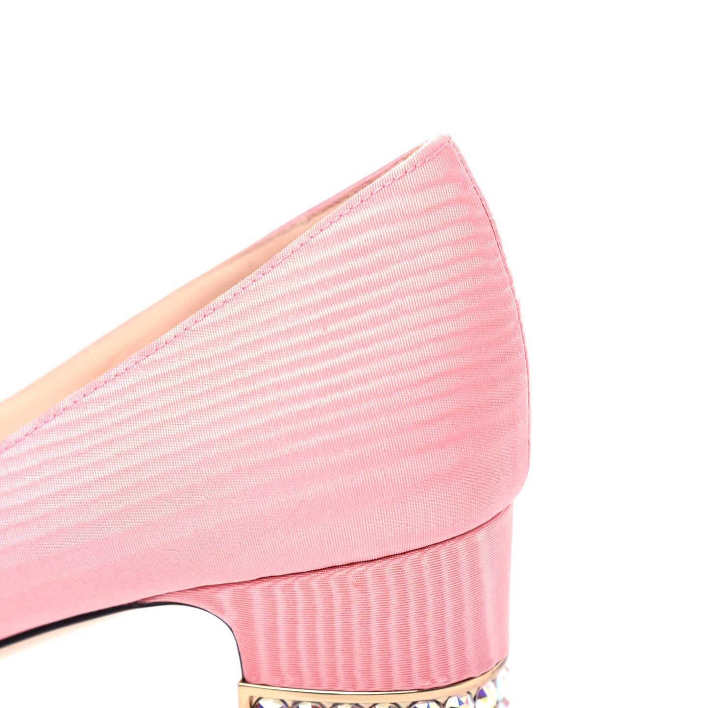 Moire Fabric Crystal Square G Madelyn Mid-Heel Pumps 39 Light Peony