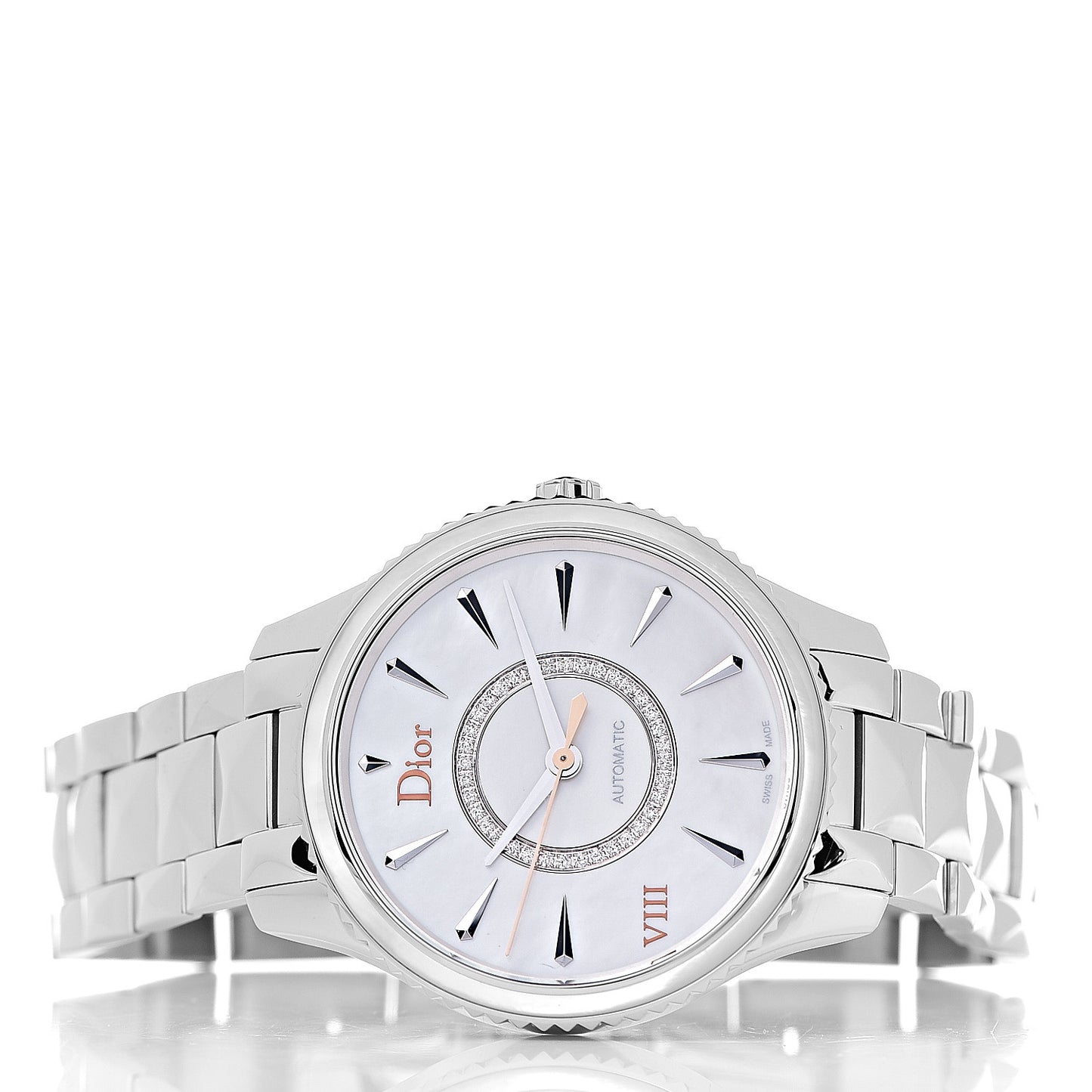 Stainless Steel Diamond Mother of Pearl 36mm Dior VIII Montaigne Automatic Watch