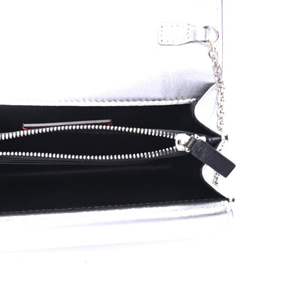 Valentino Garavani Metallic Calfskin Go Logo Wallet on Chain Silver 4 of 4