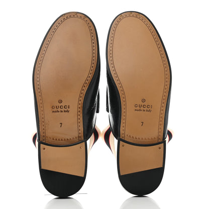 Gucci Goatskin Stripe Mens Horsebit Slingback Slippers 7 Black 5 of 10