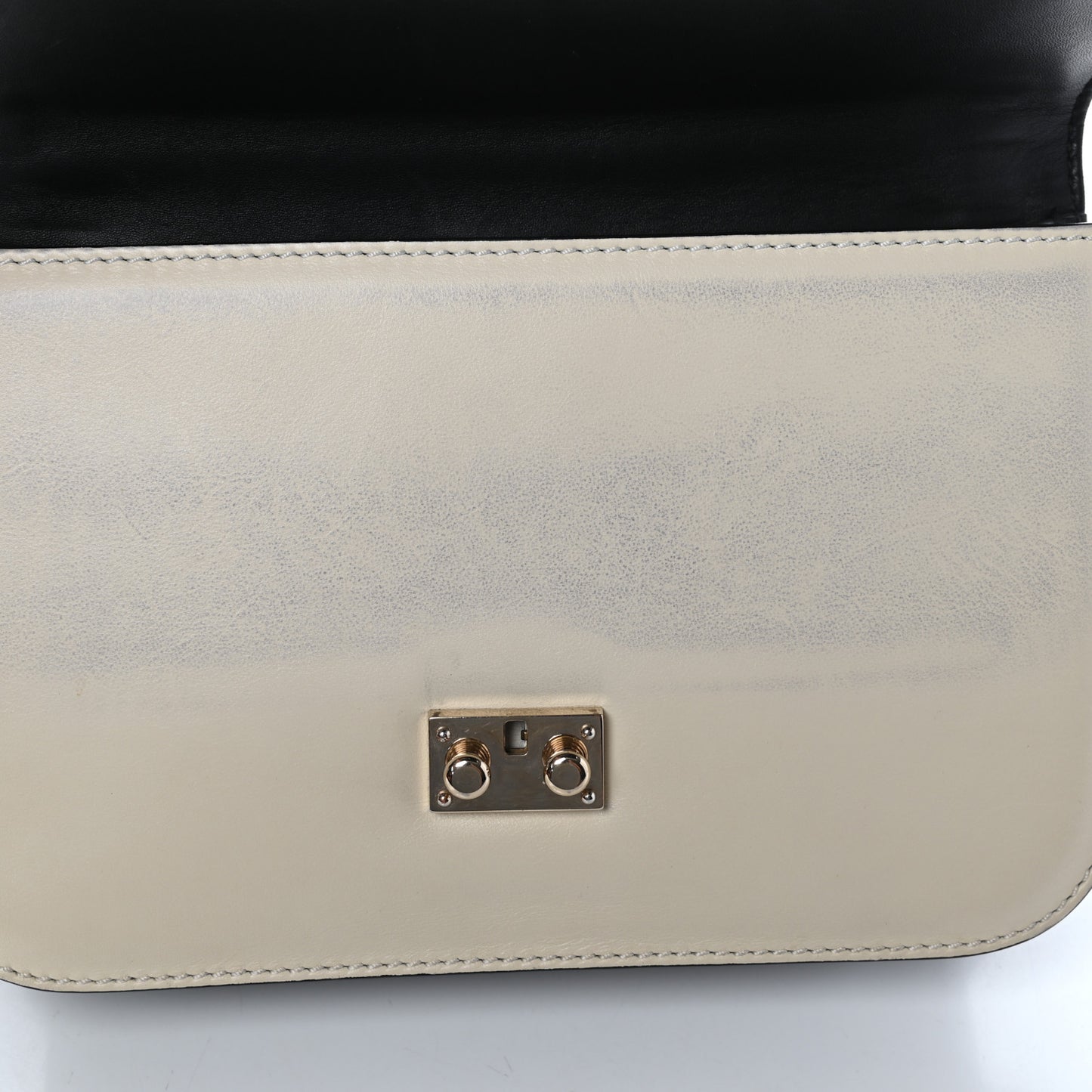 Vitello Medium Glam Lock Rockstud Flap Black Light Ivory