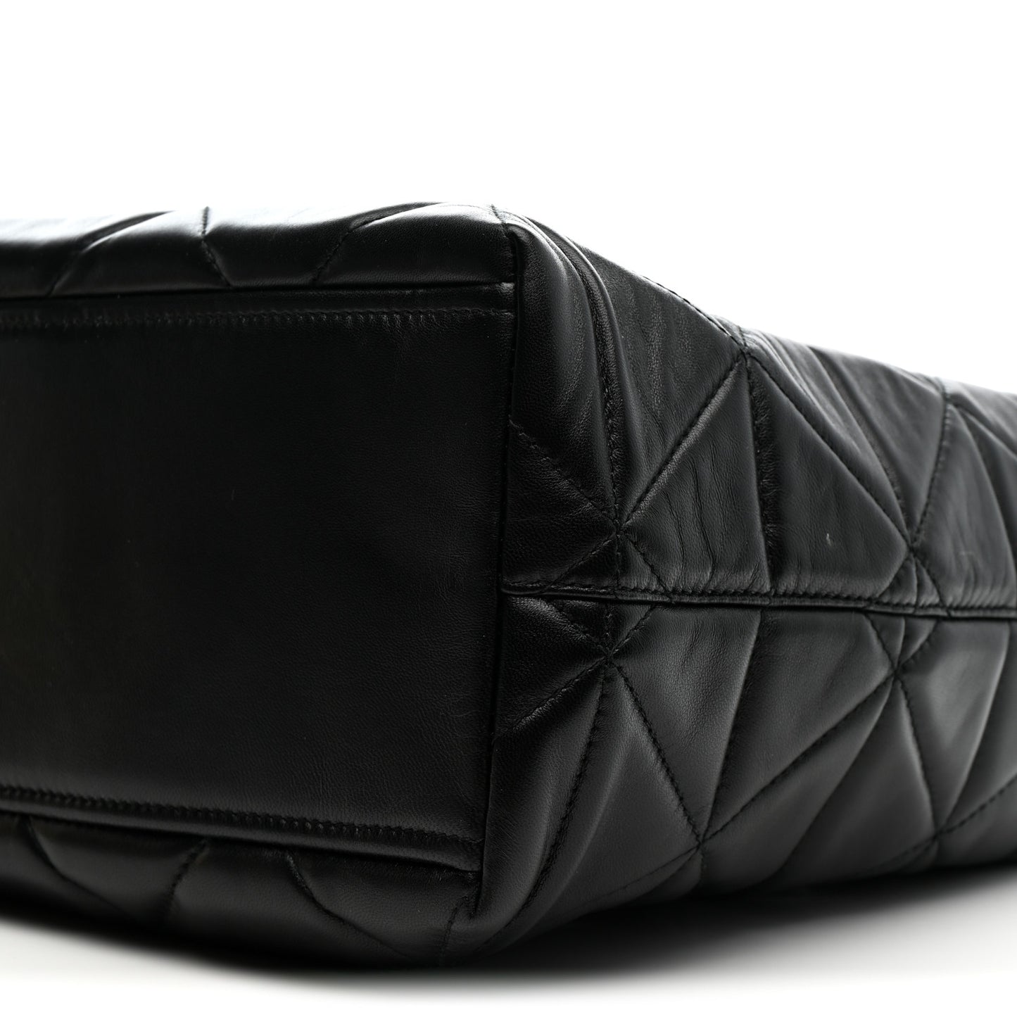 Nappa Stitched Monochrome Chain Tote Bag Black