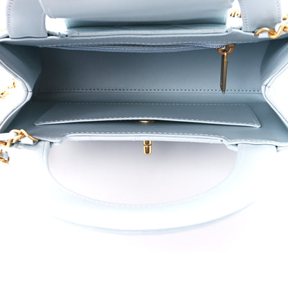 Chanel Shiny Aged Calfskin Quilted Nano Kelly Shopper Light Blue 5 of 10