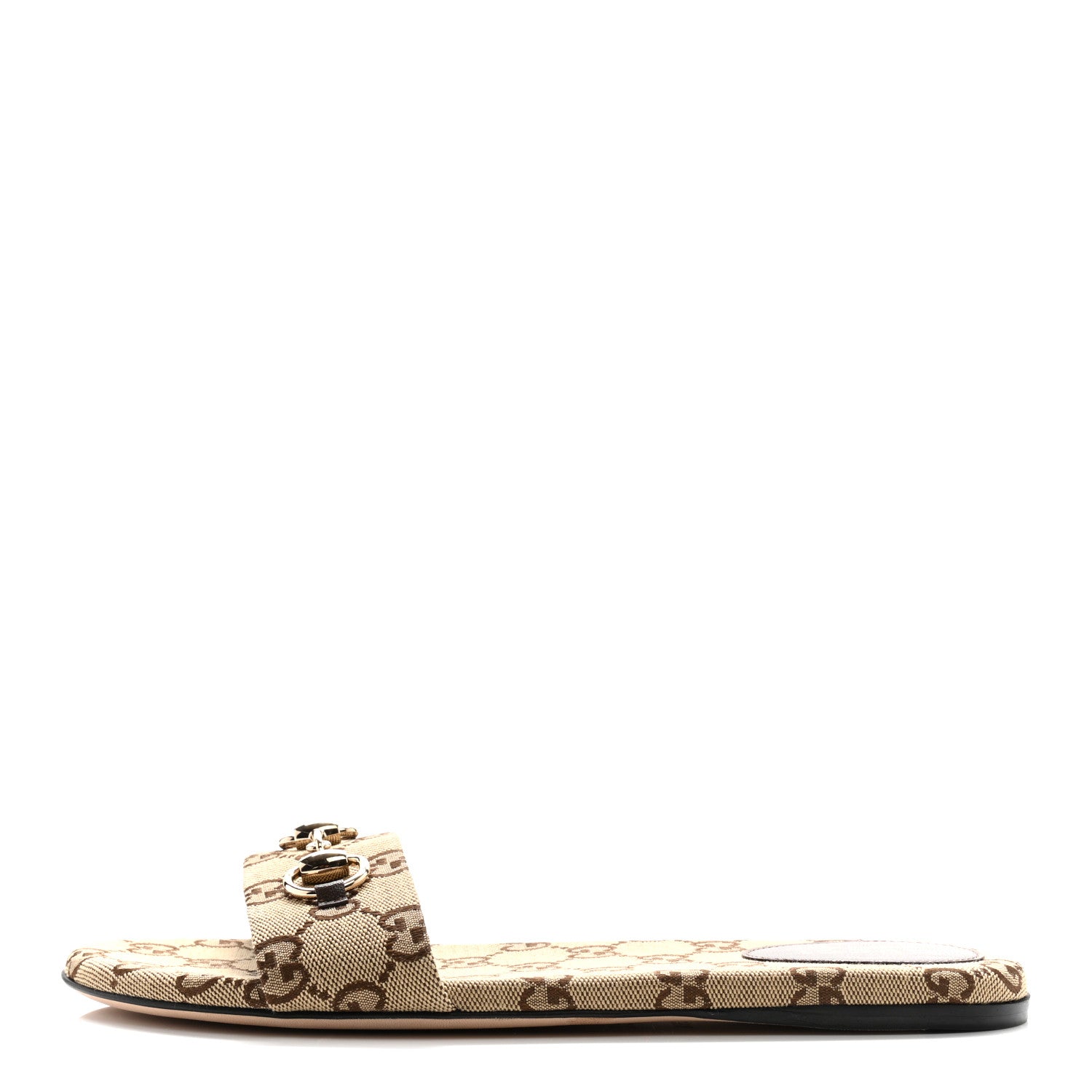 Gucci Monogram Horsebit Slide Sandals 39.5 Camel Ebony 1 of 11