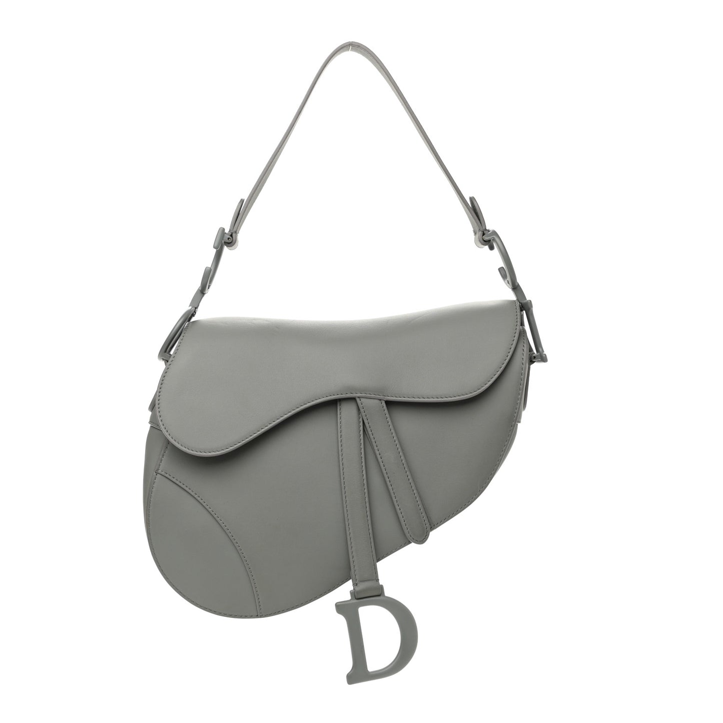 Ultra Matte Calfskin Saddle Bag Grey