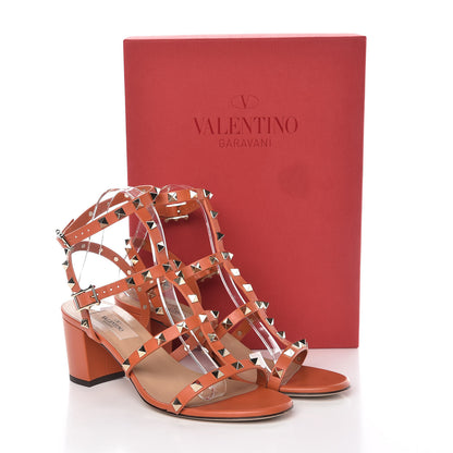 Valentino Garavani Calfskin Rockstud 60mm City Sandals 38 Orange 15 of 15