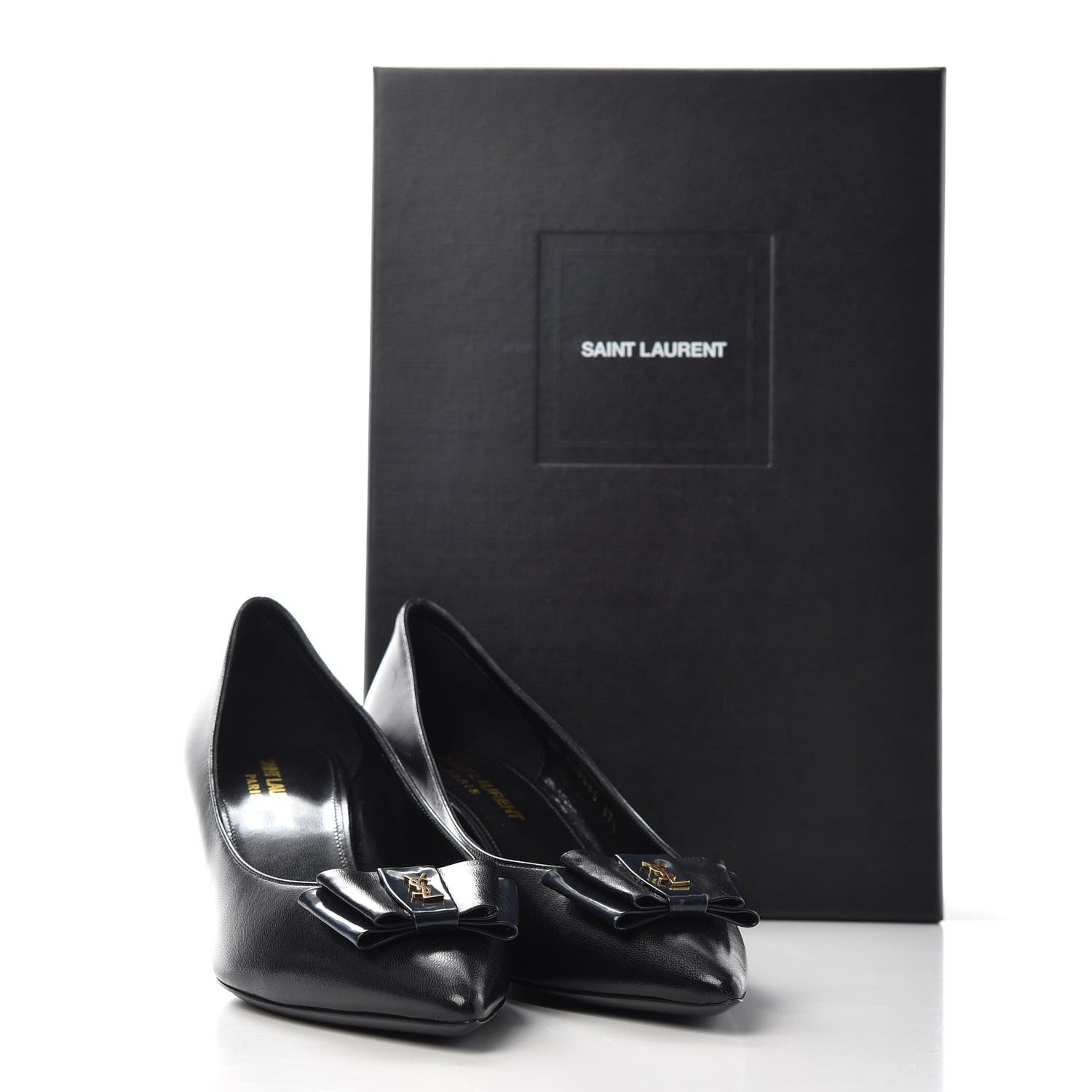 Saint Laurent Calfskin Bow Anais Pumps 37.5 Black 10 of 10