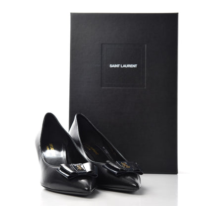 Saint Laurent Calfskin Bow Anais Pumps 37.5 Black 10 of 10