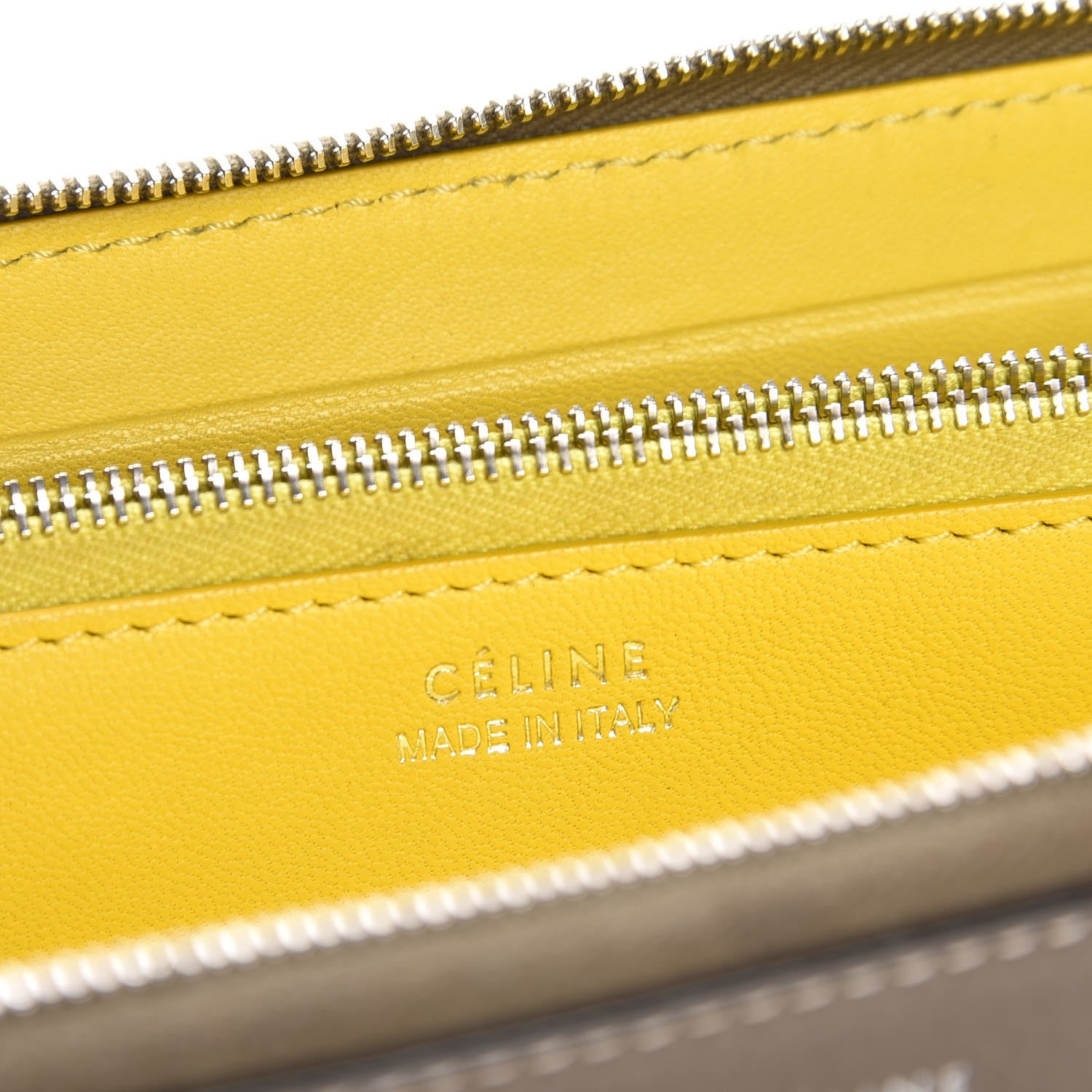 Celine Drummed Calfskin Large Zip Around Multifunction Wallet Souris 6 of 8