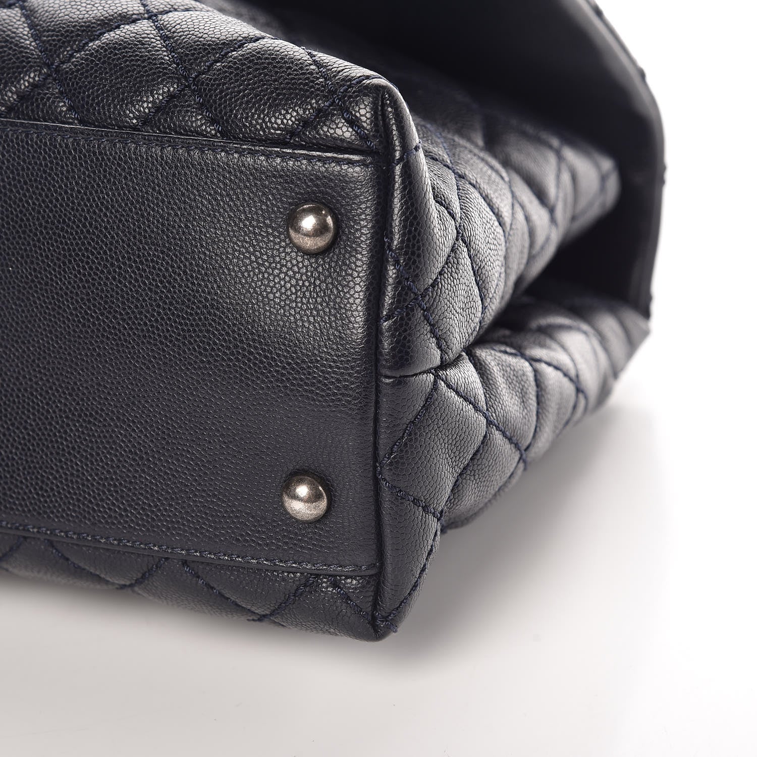 Chanel Caviar Lizard Quilted Medium Coco Handle Flap Navy 9 of 9