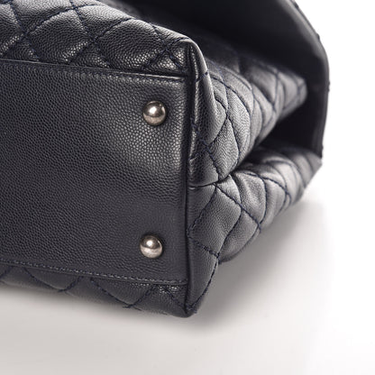 Chanel Caviar Lizard Quilted Medium Coco Handle Flap Navy 9 of 9
