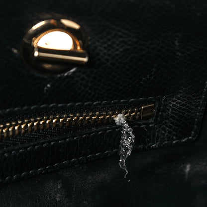 Salvatore Ferragamo Hammered Calfskin Vara Bow Chain Tote Black 19 of 23