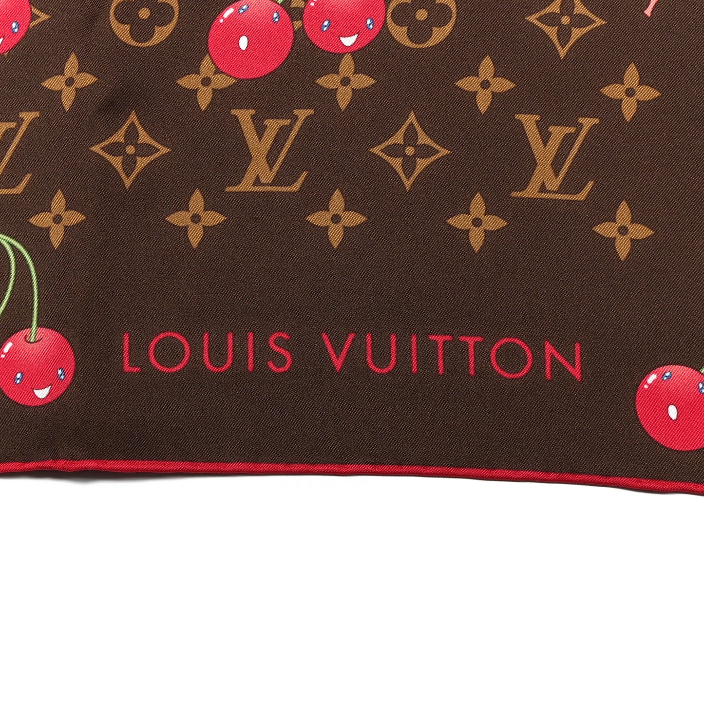 LV X TM Silk Monogram Cerises Square Scarf 90 Brown