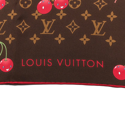 Louis Vuitton LV X TM Silk Monogram Cerises Square Scarf 90 Brown 2 of 3