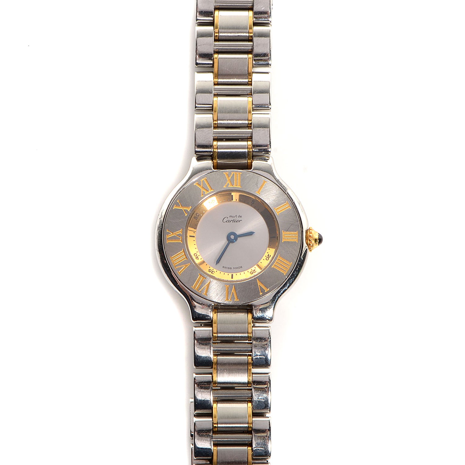 Cartier Stainless Steel 18K Yellow Gold 28mm Must De 21 Quartz Watch 1 of 7