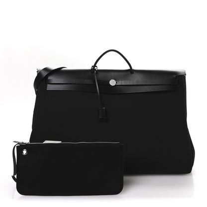 Hermes Military Toile Vache Hunter Herbag Cabin Zip Retourne 50 Black 2 of 10