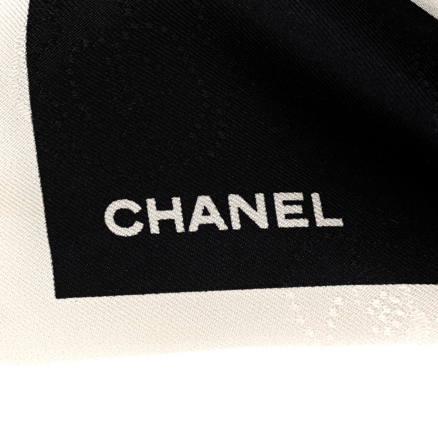 Chanel Silk Hair Tie Black Ivory 3 of 4