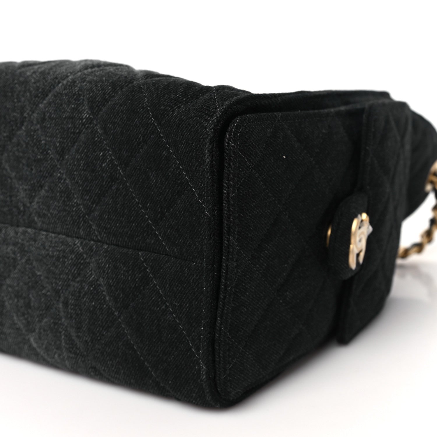 Chanel Washed Denim Quilted Small Chanel 25 Handbag Black 10 of 10