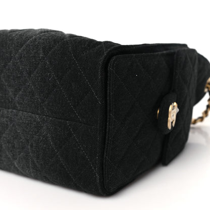 Chanel Washed Denim Quilted Small Chanel 25 Handbag Black 10 of 10