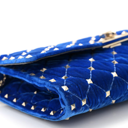Valentino Garavani Velvet Rockstud Spike Wallet on Chain Acid Blue 8 of 9