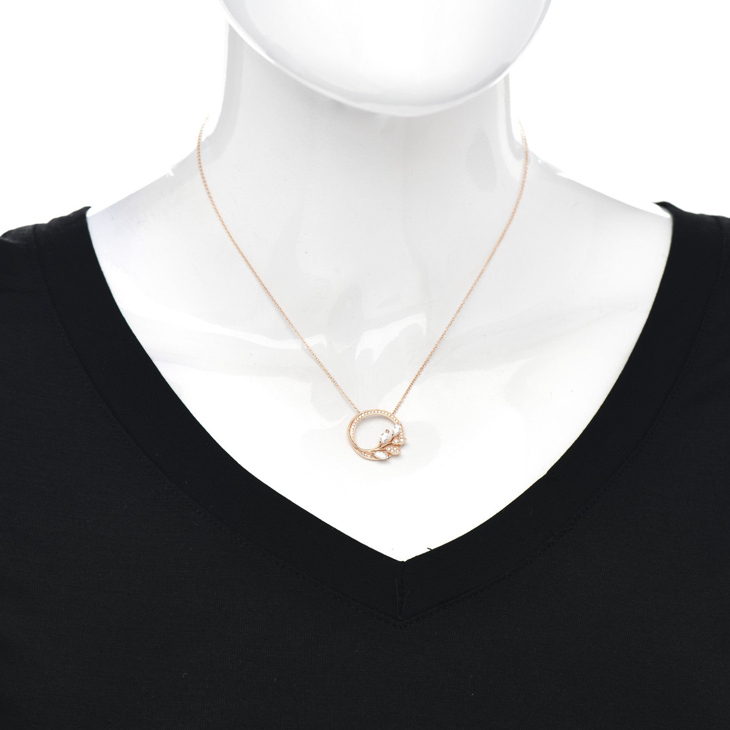 Tiffany 18K Rose Gold Diamond Victoria Vine Circle Pendant Necklace 2 of 4