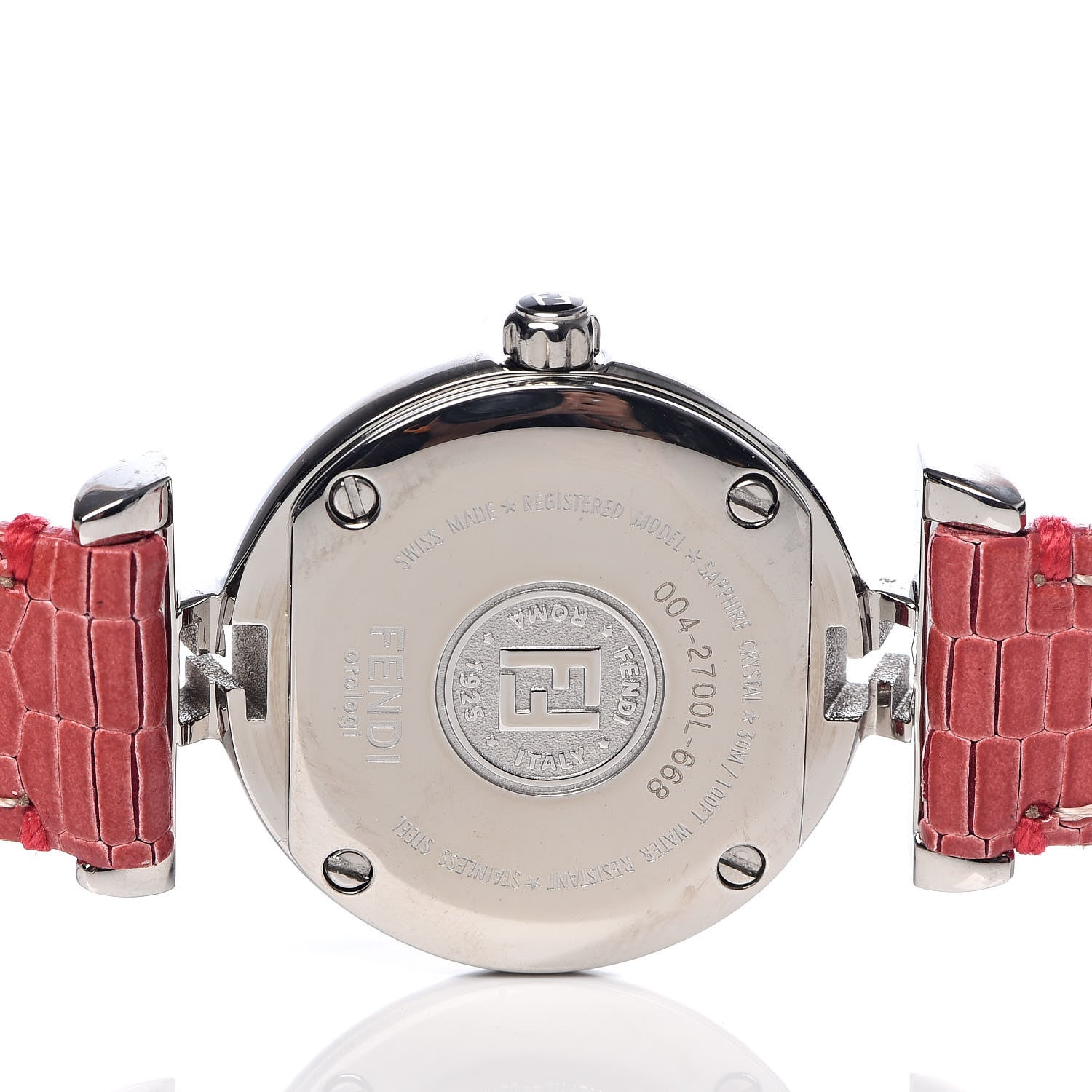 Fendi Stainless Steel Calfskin Diamond 23mm Moda Quartz Watch Red 5 of 10
