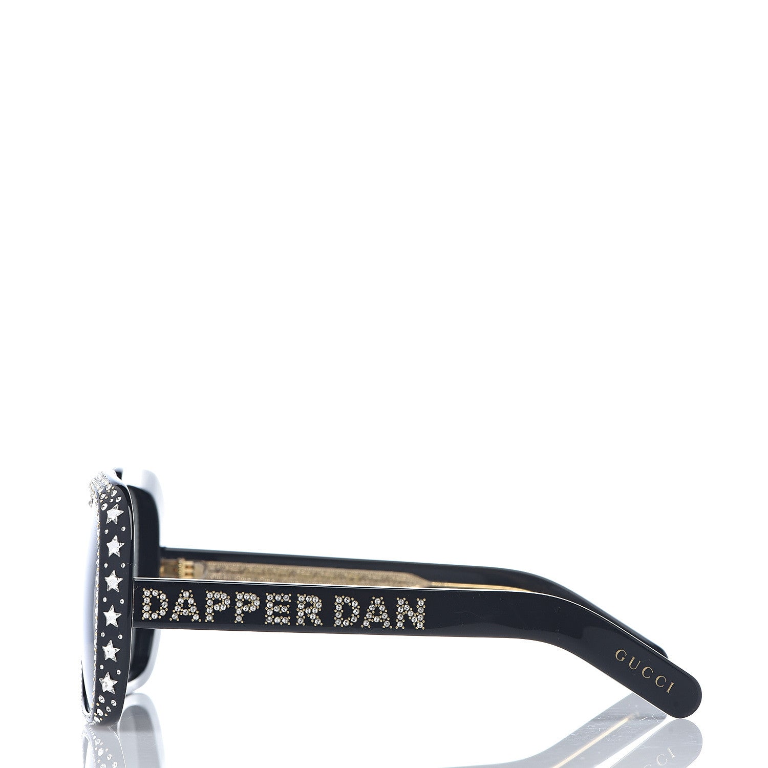 Gucci X DAPPER DAN Acetate Crystal Sunglasses GG0427S Black 3 of 7