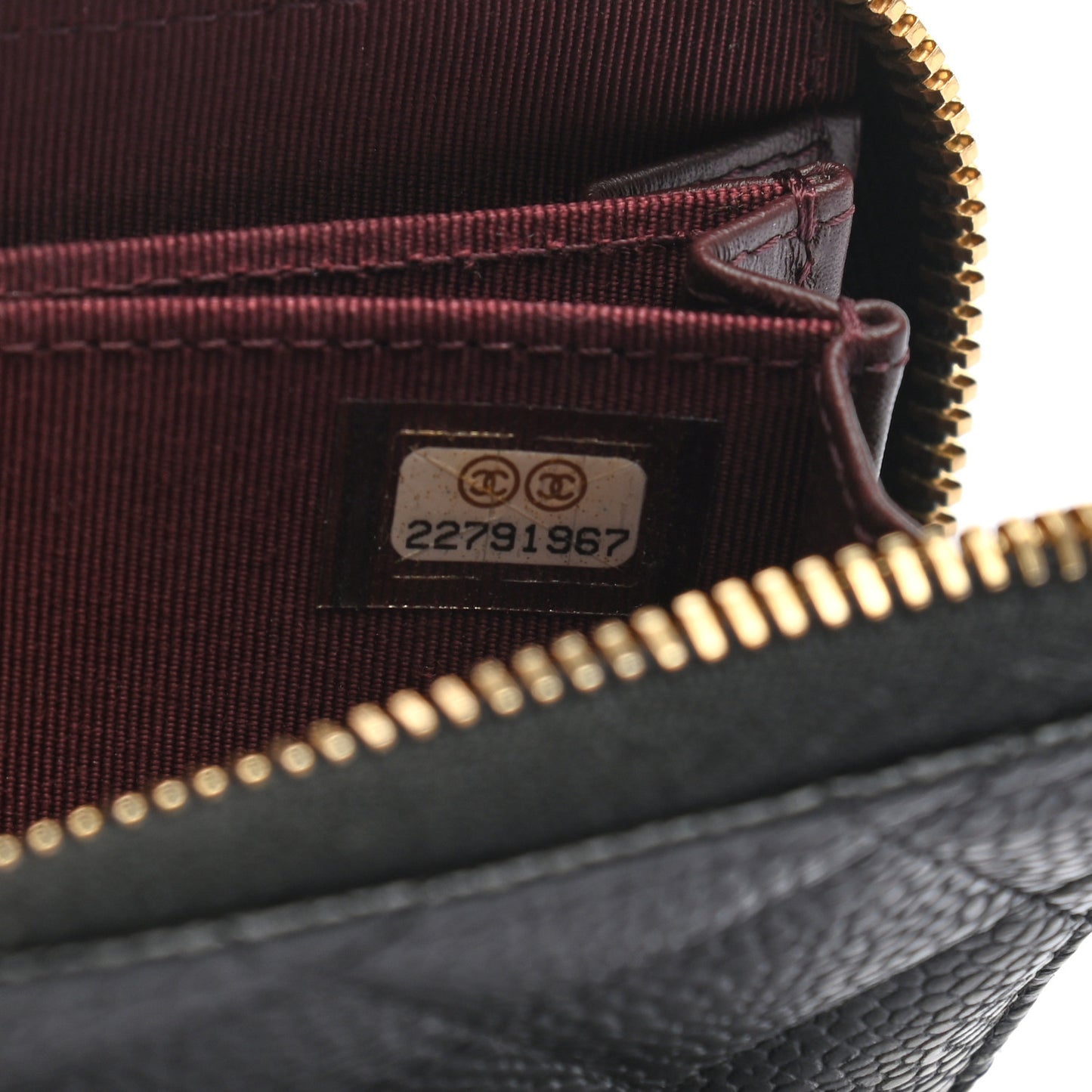 Caviar Quilted Zip Coin Purse Black