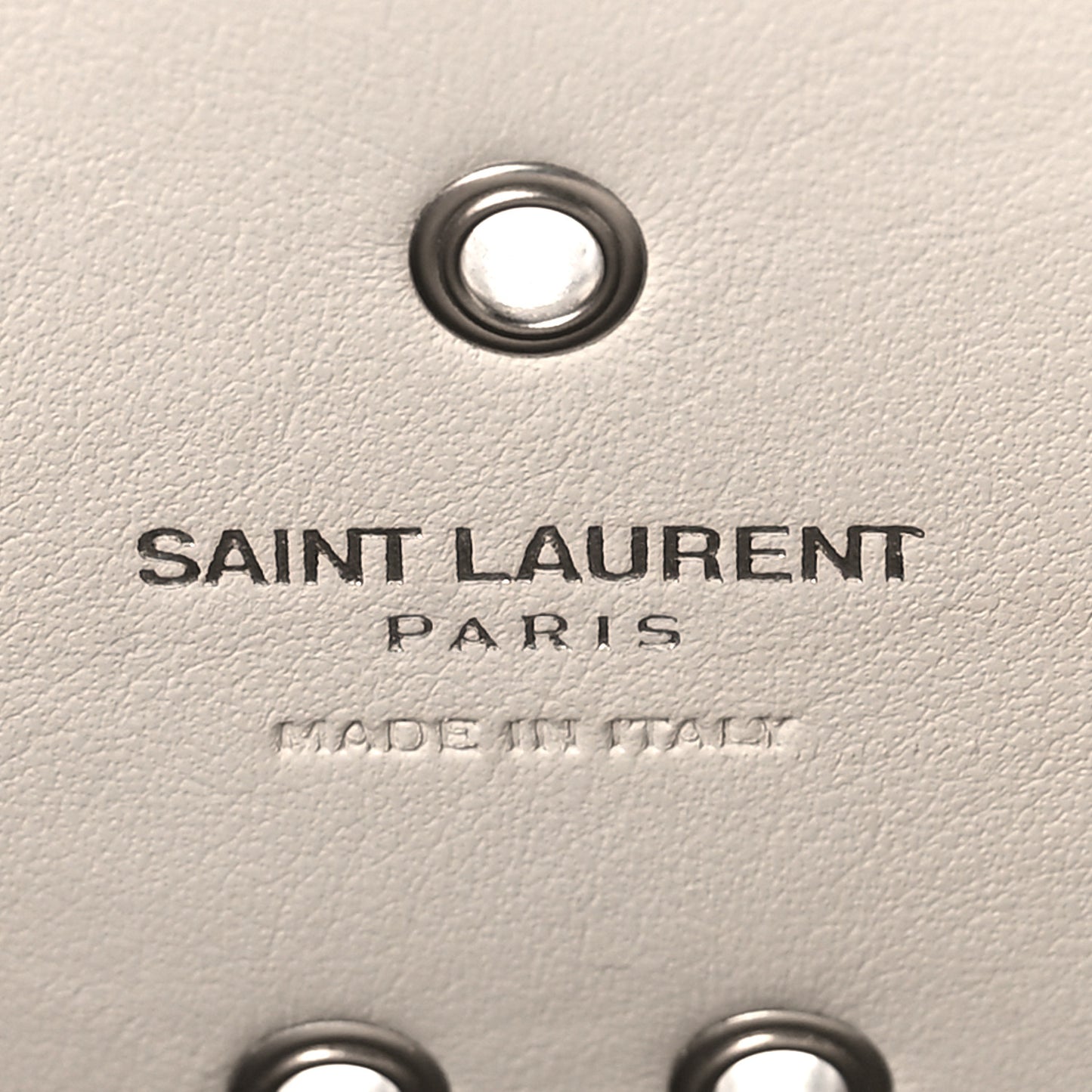 Calfskin Perforated Studded Baby Sac De Jour White