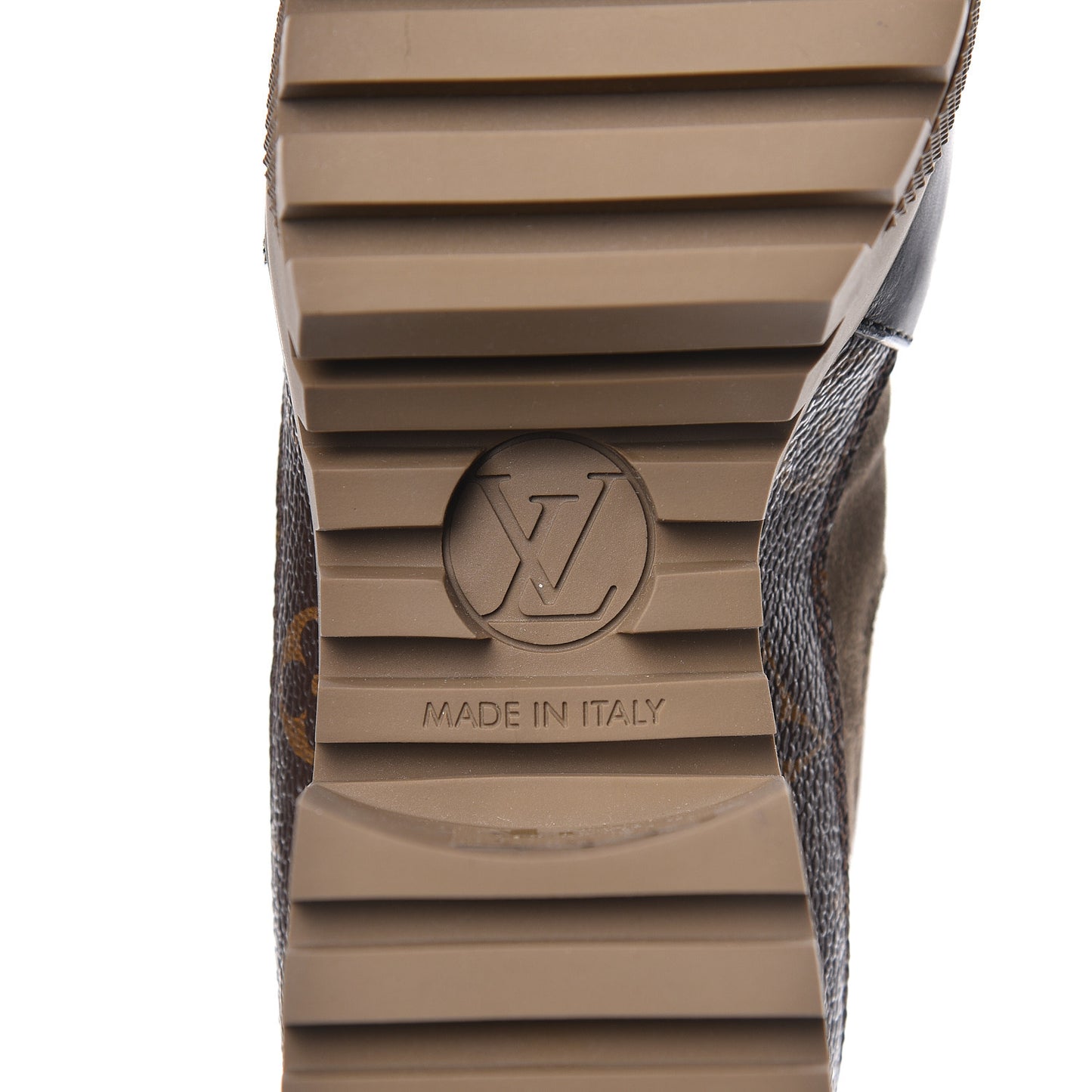 Suede Calfskin Monogram Laureate Platform Desert Boots 35 Taupe
