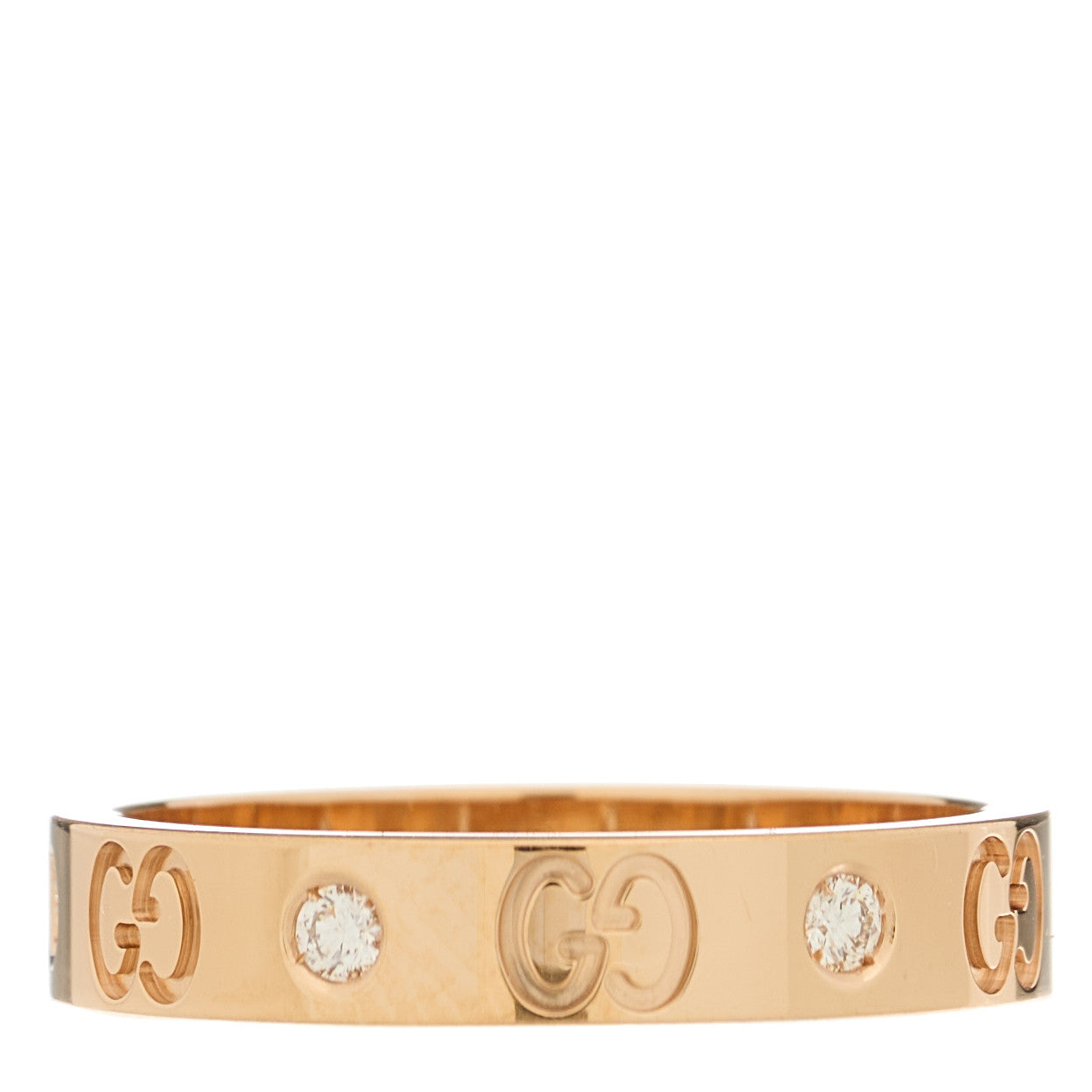 18K Rose Gold Diamond Icon Band Ring 58 8.5