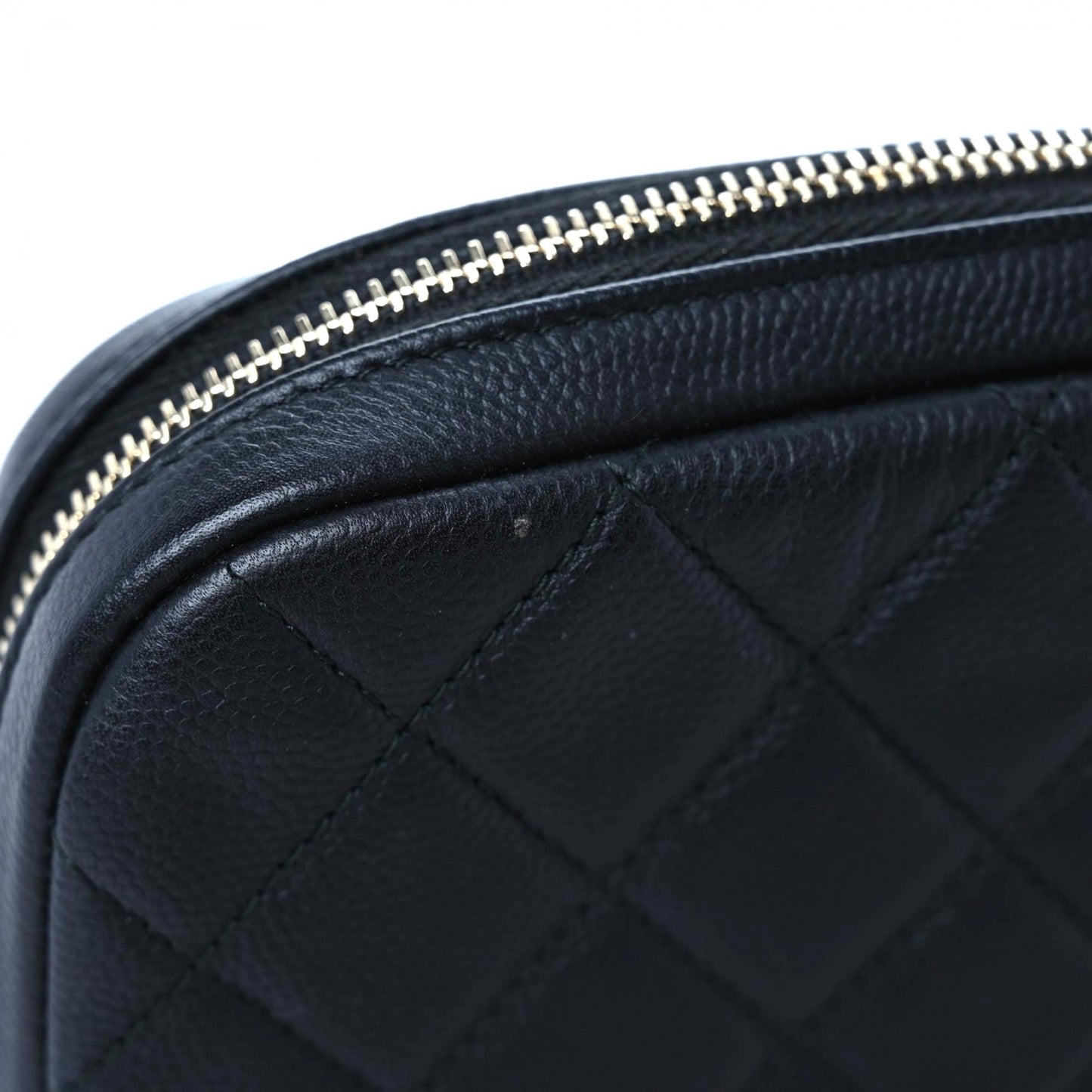 Caviar Quilted Small Curvy Pouch Cosmetic Case Black
