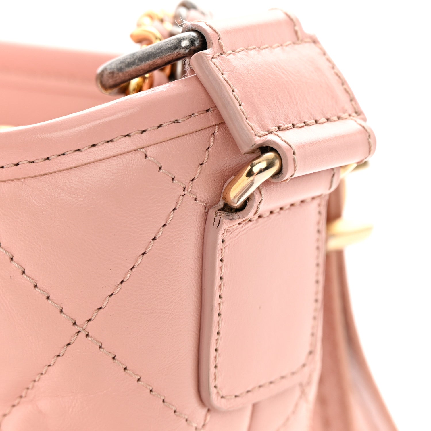 Chanel Aged Calfskin Quilted Small Gabrielle Hobo Pink 15 of 16