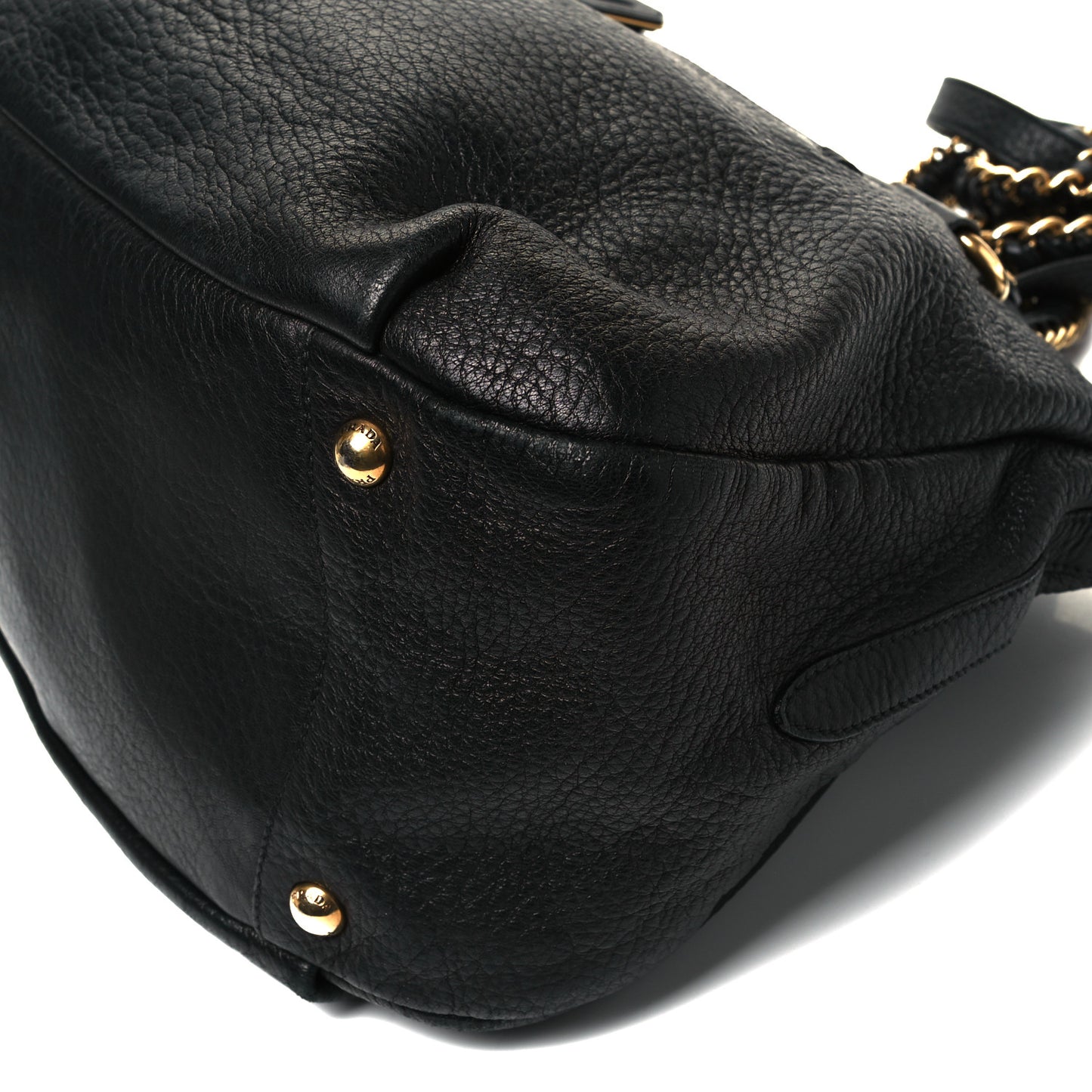 Cervo Deerskin Chain Shoulder Bag Black