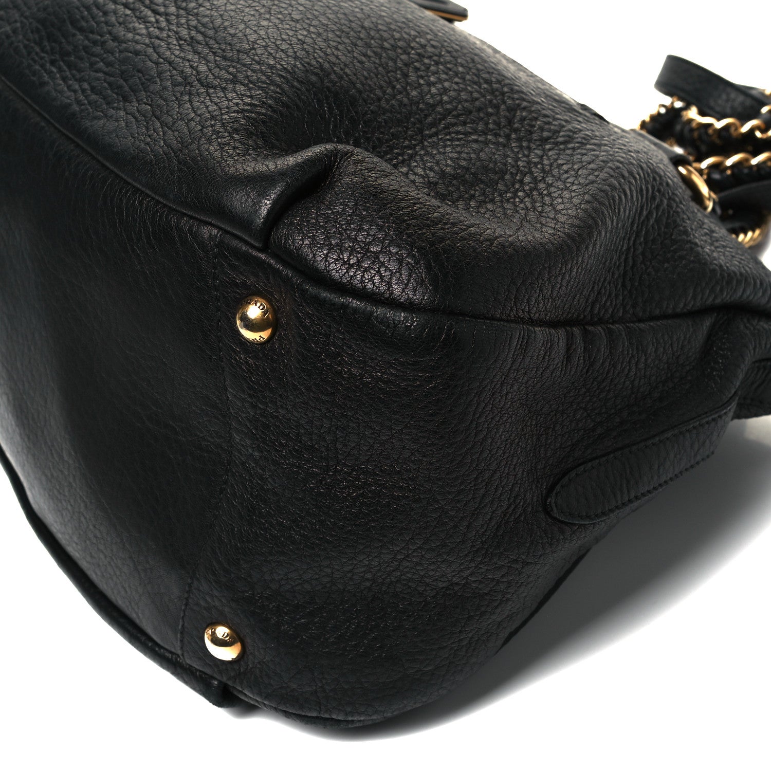 Prada Cervo Deerskin Chain Shoulder Bag Black 7 of 7