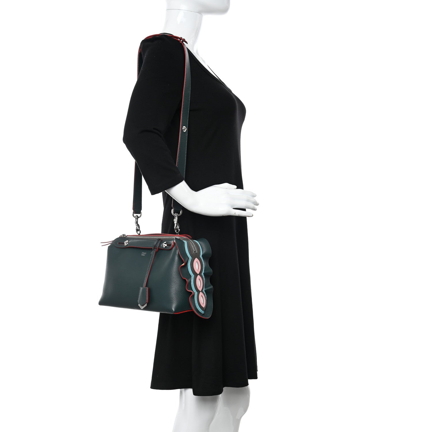 Fendi Vitello Dolce Oval Waves Tail Medium By The Way Boston Bag Verde Inglese Multicolor 2 of 10