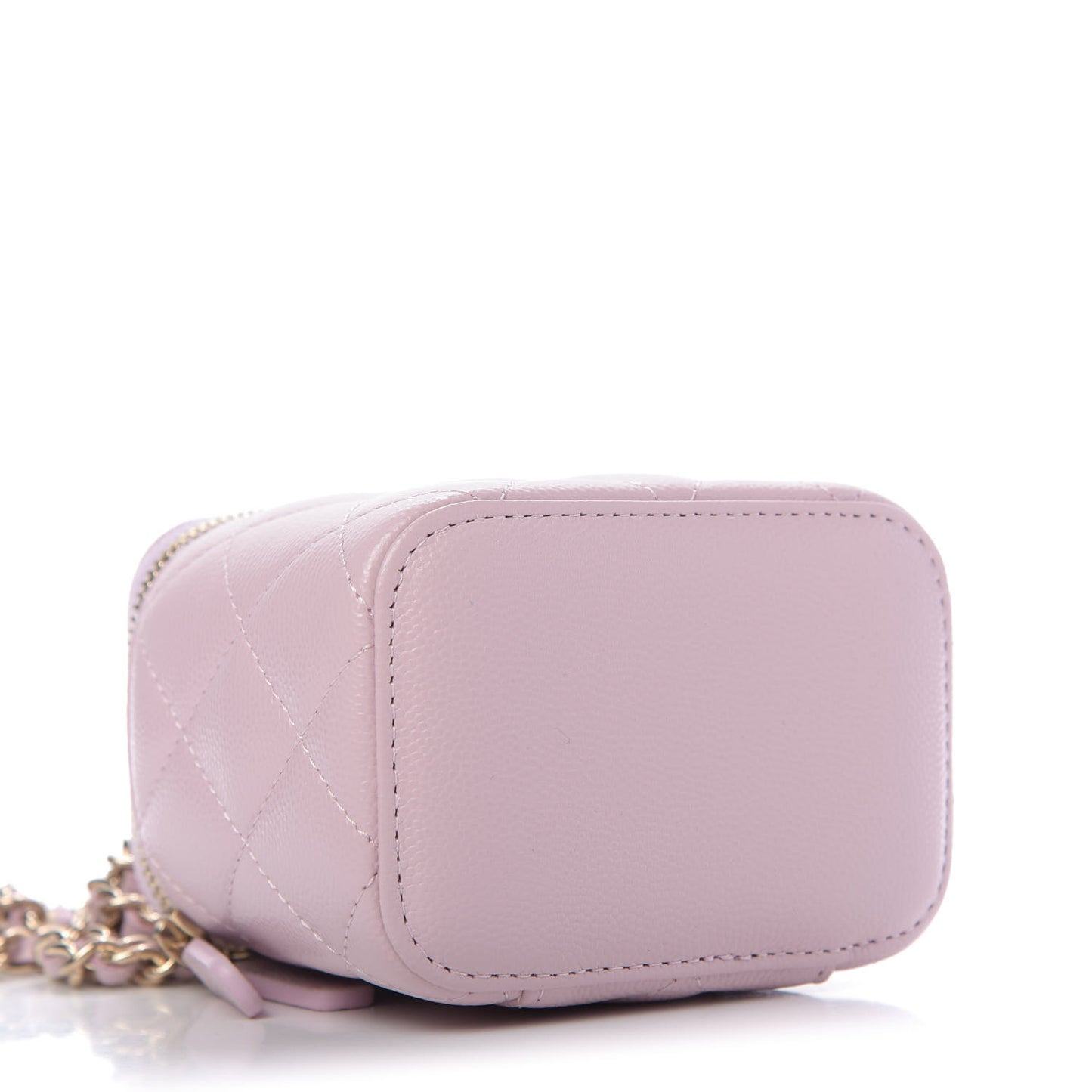 Caviar Quilted Mini Vanity Case With Chain Light Pink