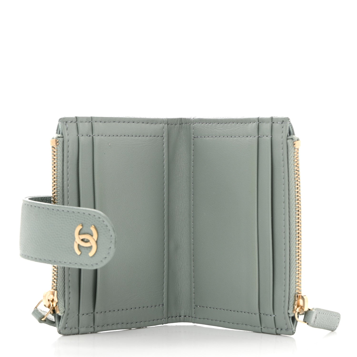 Chanel Caviar Quilted Compact Zipped Pocket Wallet Grey 5 of 8