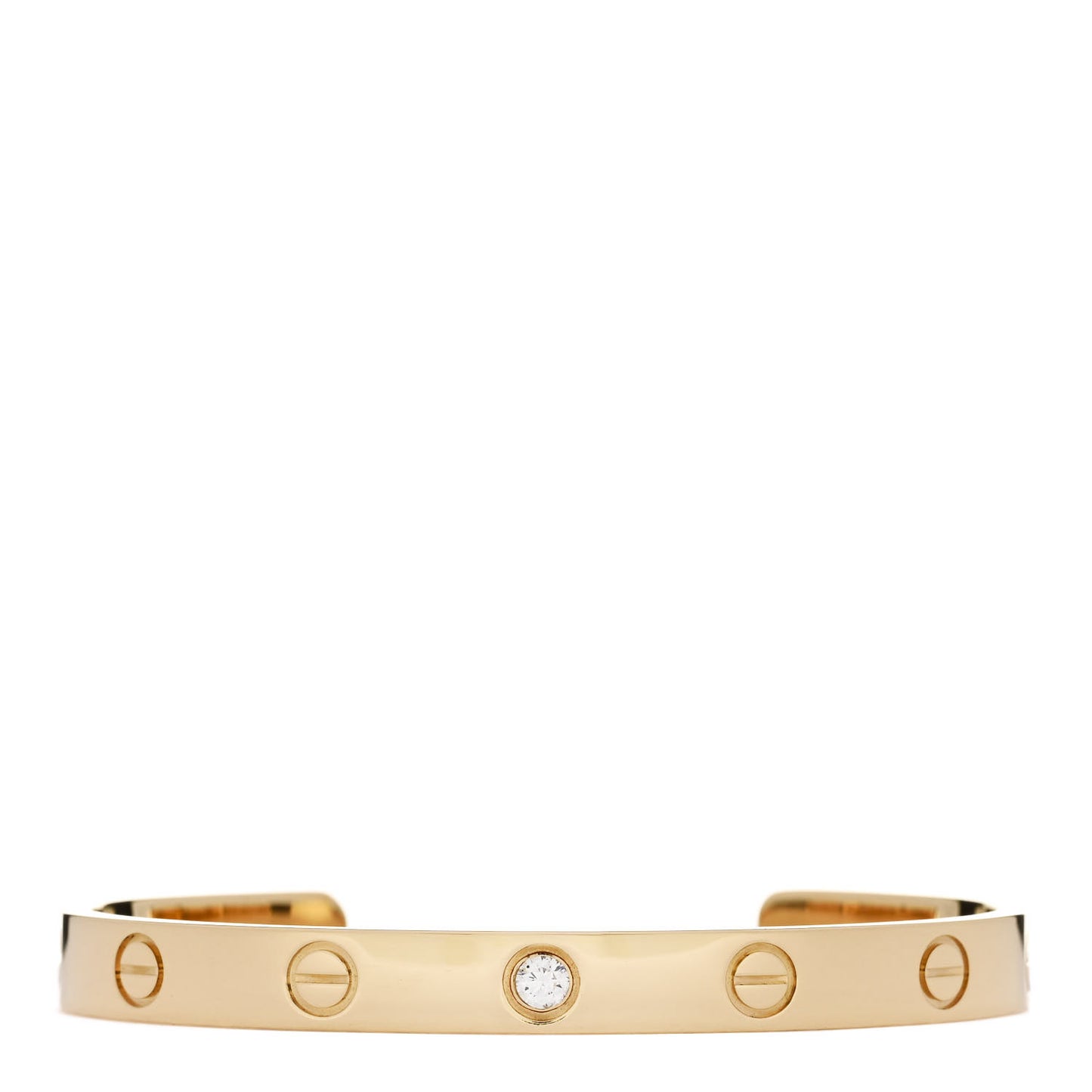 18K Yellow Gold 1 Diamond LOVE Cuff Bracelet 16