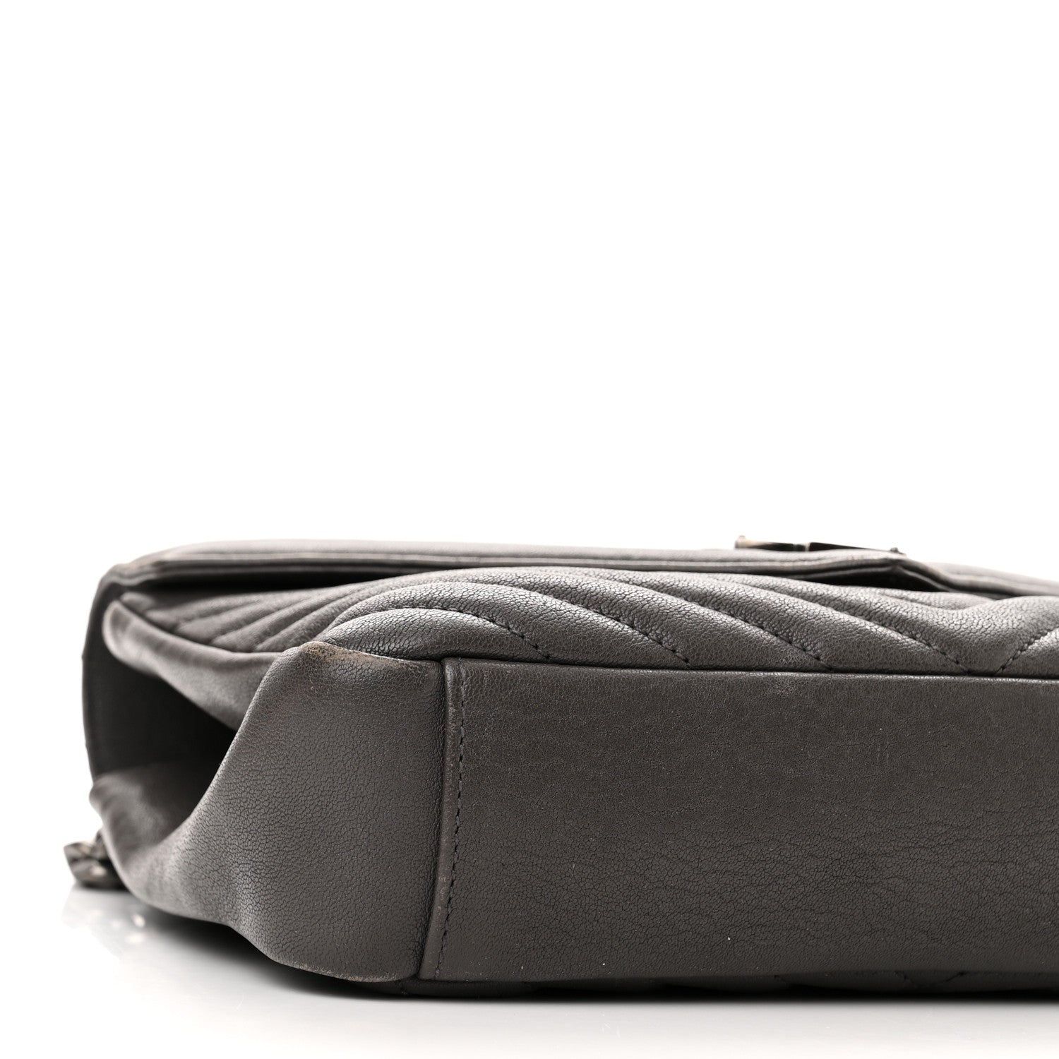 Saint Laurent Sheepskin Matelasse Chevron Monogram Medium College Bag Light Coal 9 of 20