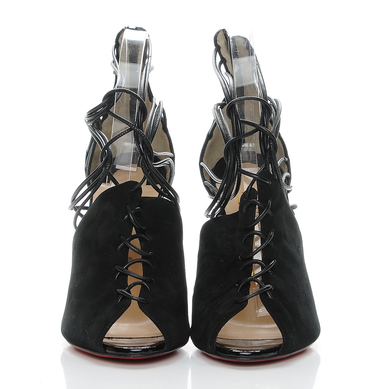 Christian Louboutin Suede Kid Confusina 100 Peep Toe Pumps 38 Black 2 of 9