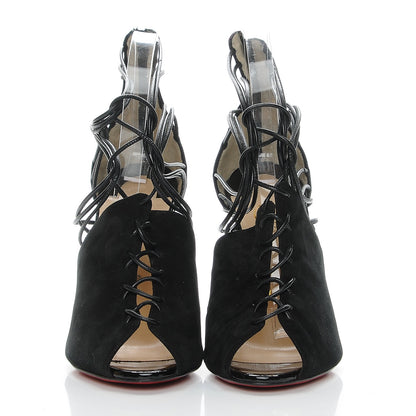 Christian Louboutin Suede Kid Confusina 100 Peep Toe Pumps 38 Black 2 of 9