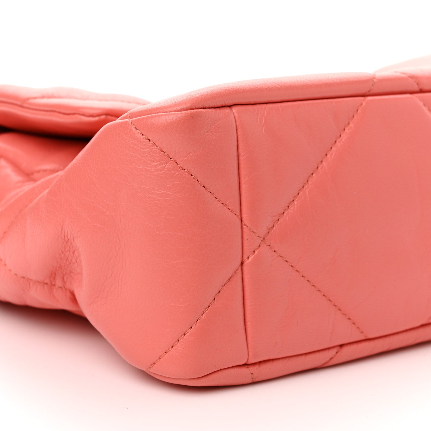 Goatskin Quilted Large Chanel 19 Flap Coral