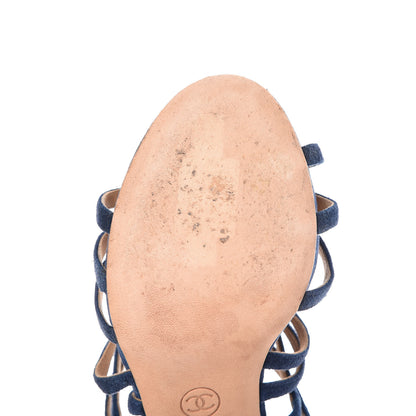Chanel Suede Cork Sandals 37 Dark Blue 10 of 19