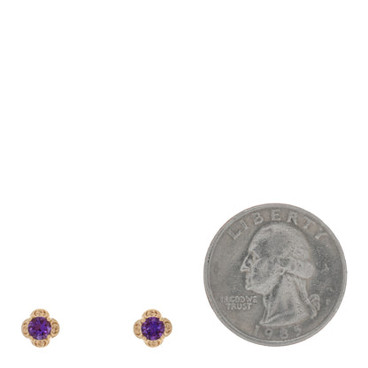Gucci 18K Yellow Gold Amethyst Interlocking G Stud Earrings 2 of 5