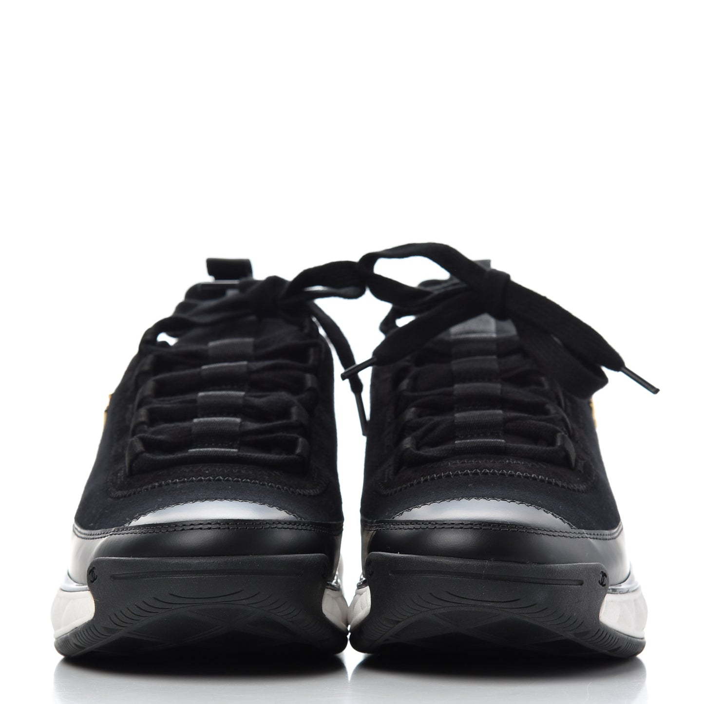 Velvet Calfskin Mixed Fibers CC Sneakers 37 Black