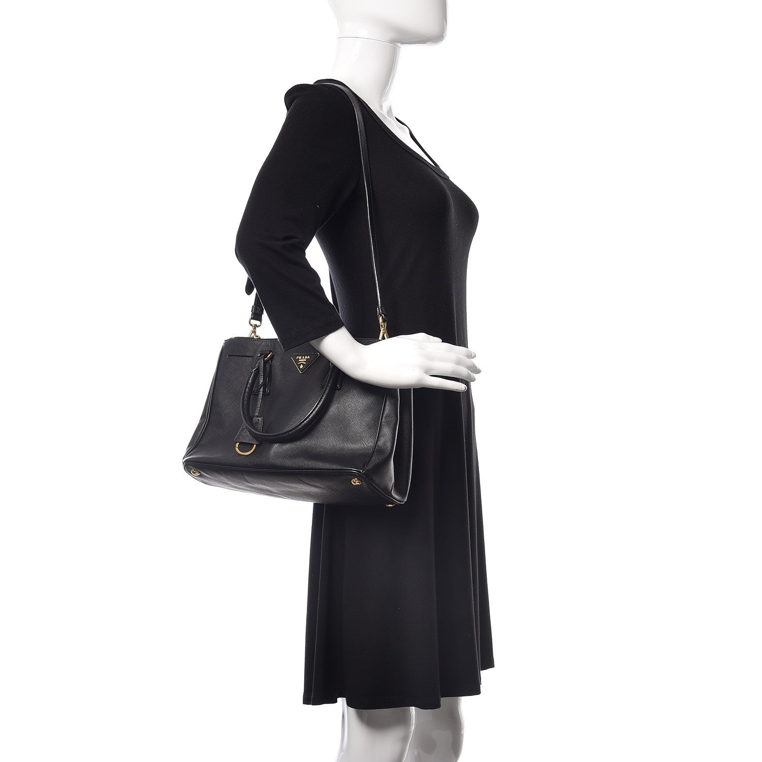 Prada Saffiano Small Galleria Double Zip Tote Black 3 of 19