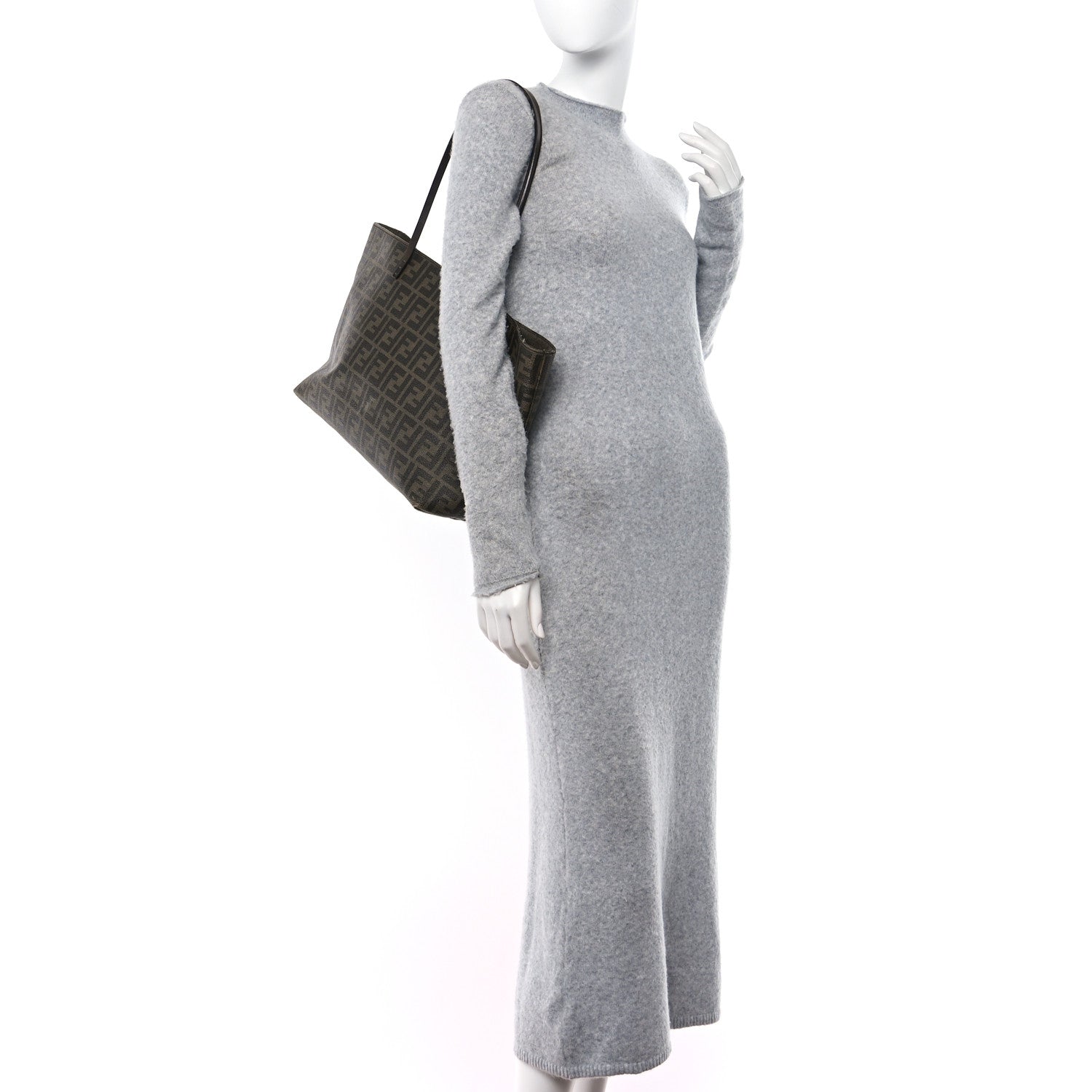 Fendi Zucca Spalmati Medium Roll Tote Tobacco Moro 3 of 19